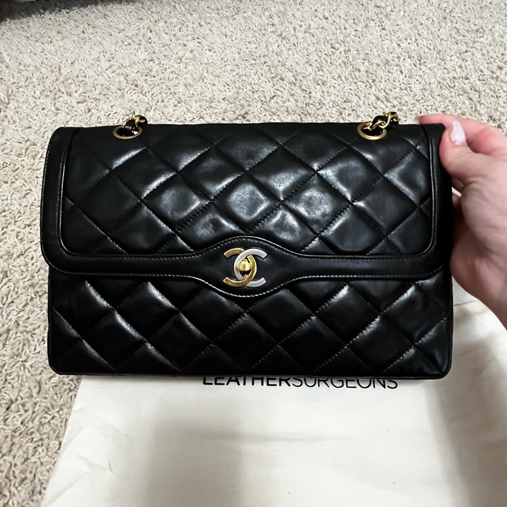 Chanel Black Paris Flap Quilted Shoulder Bag with Gold Accents